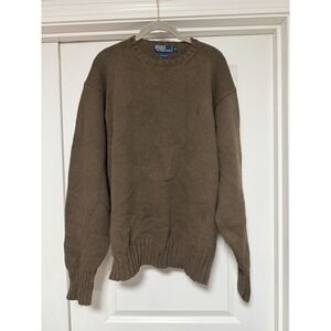 Polo Ralph Lauren, Men's crew neck knit sweater, Brown, Size XL